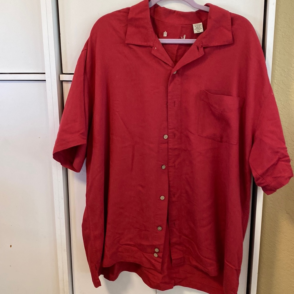 Red button up shirt